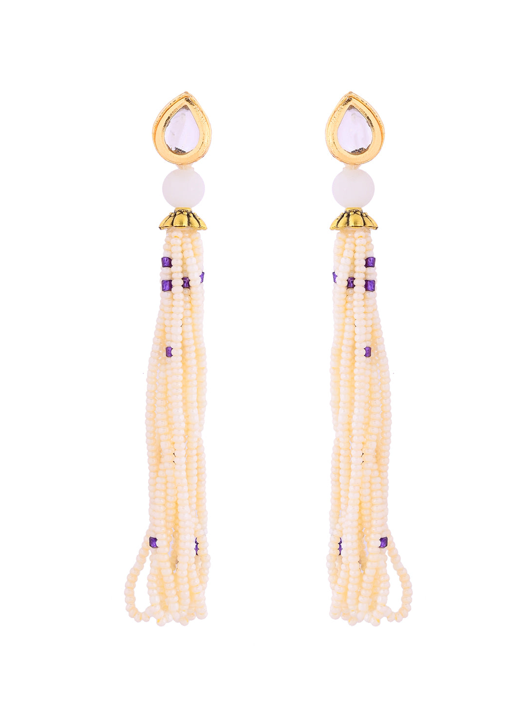 Classic Beaded Necklace Set With Tassel Earrings For Women