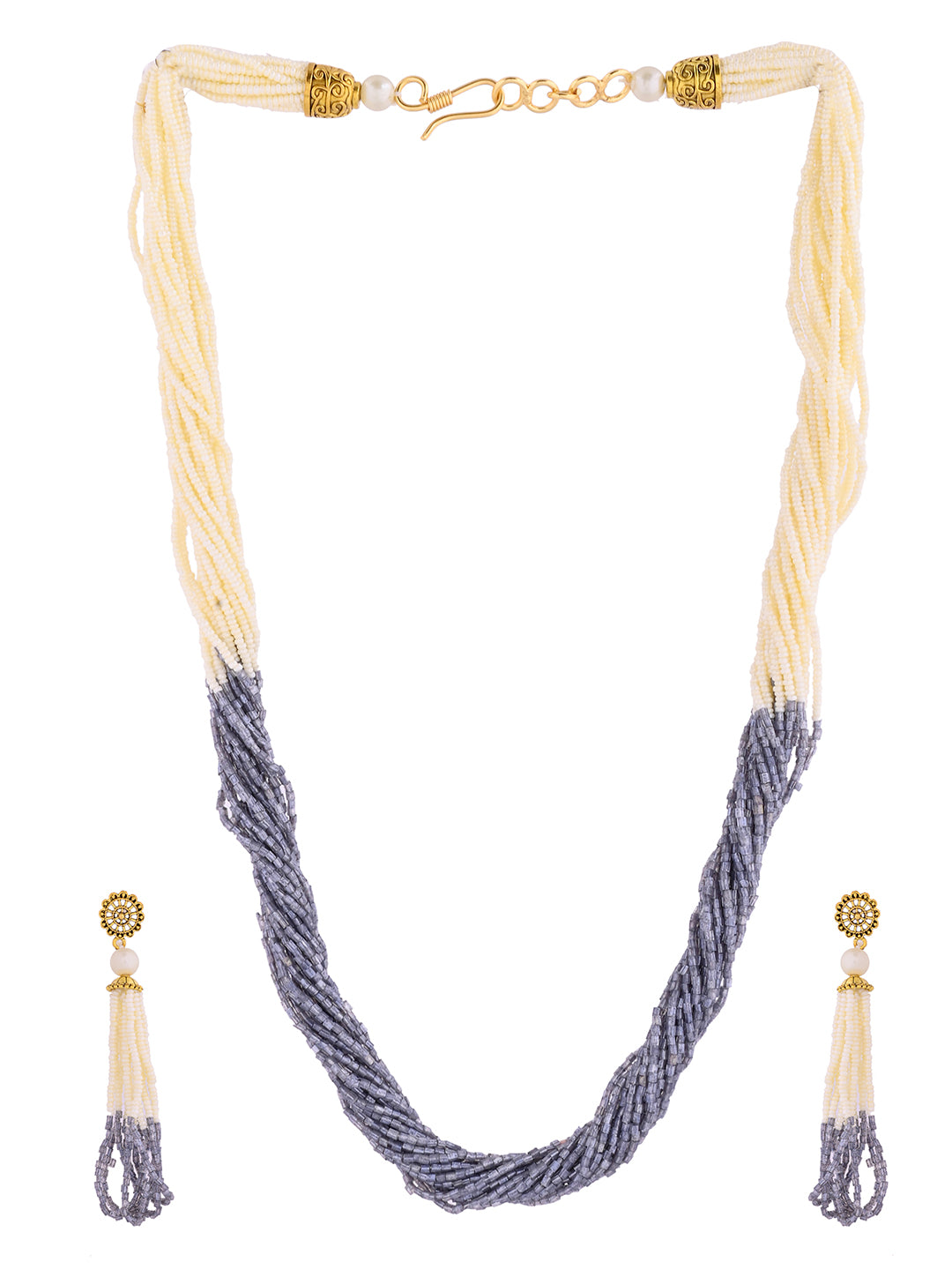 Beaded Necklace Set With Tassel Earrings Ethnic Jewellery Set For Women