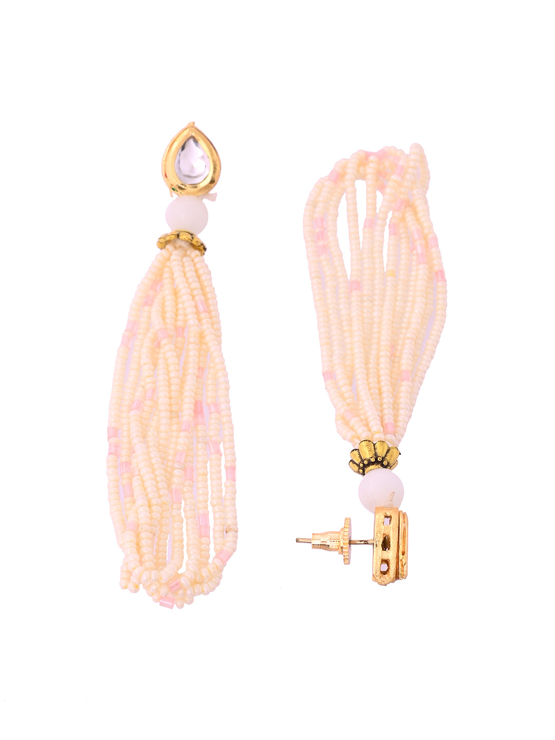 Traditional Beaded Long Jewellery Set With Earrings For Women