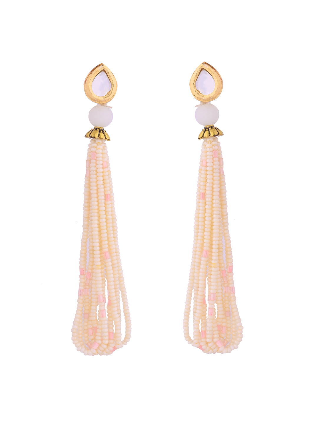 Traditional Beaded Long Jewellery Set With Earrings For Women