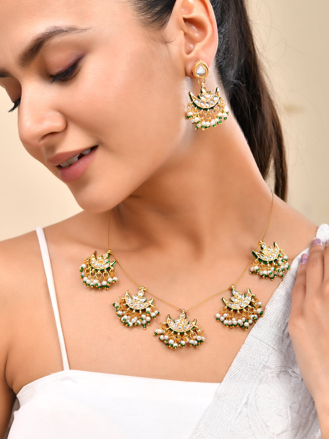 Traditional Kundan  Necklace Set With Pearl Jewellery Set For Women