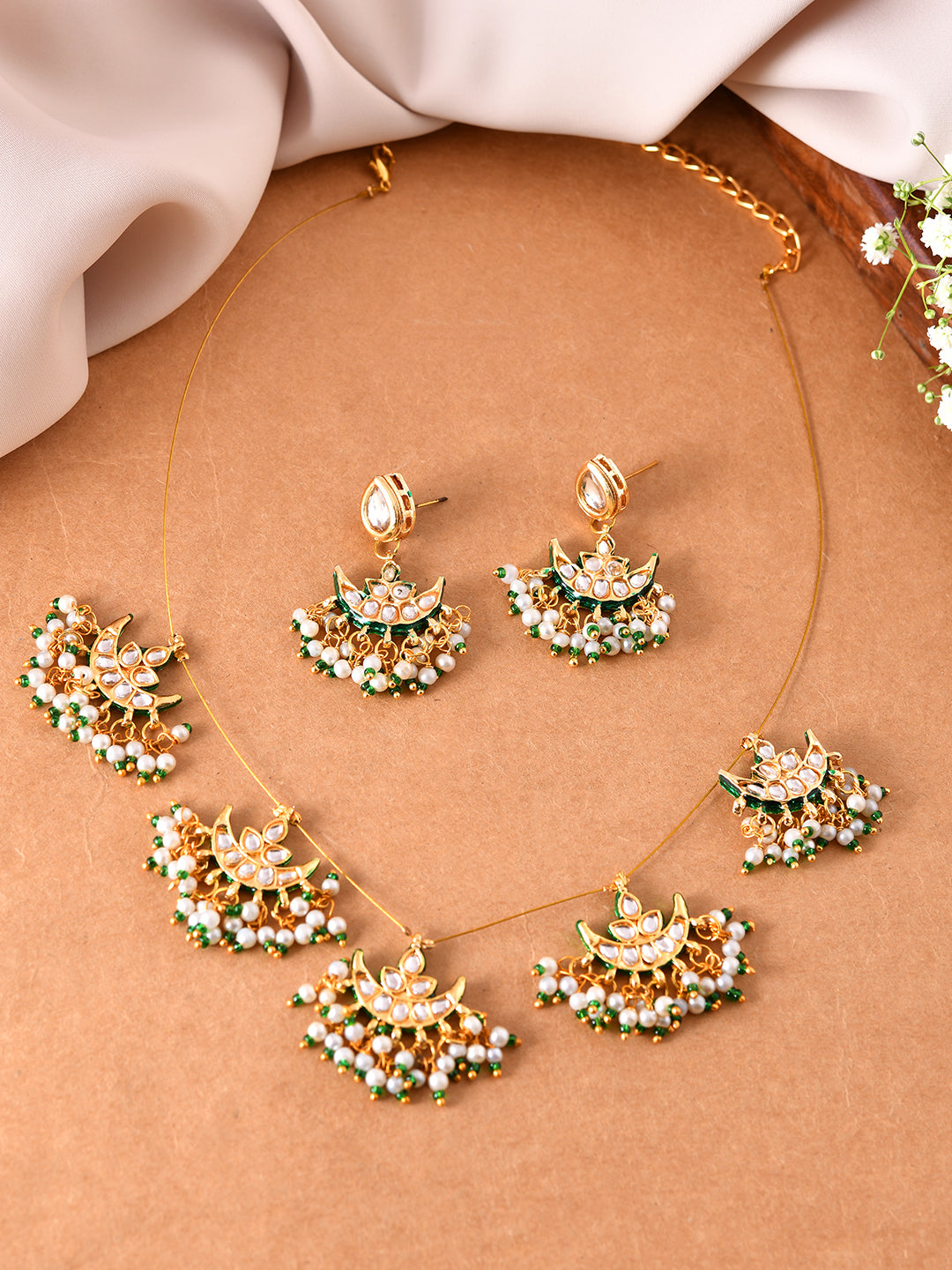 Traditional Kundan  Necklace Set With Pearl Jewellery Set For Women