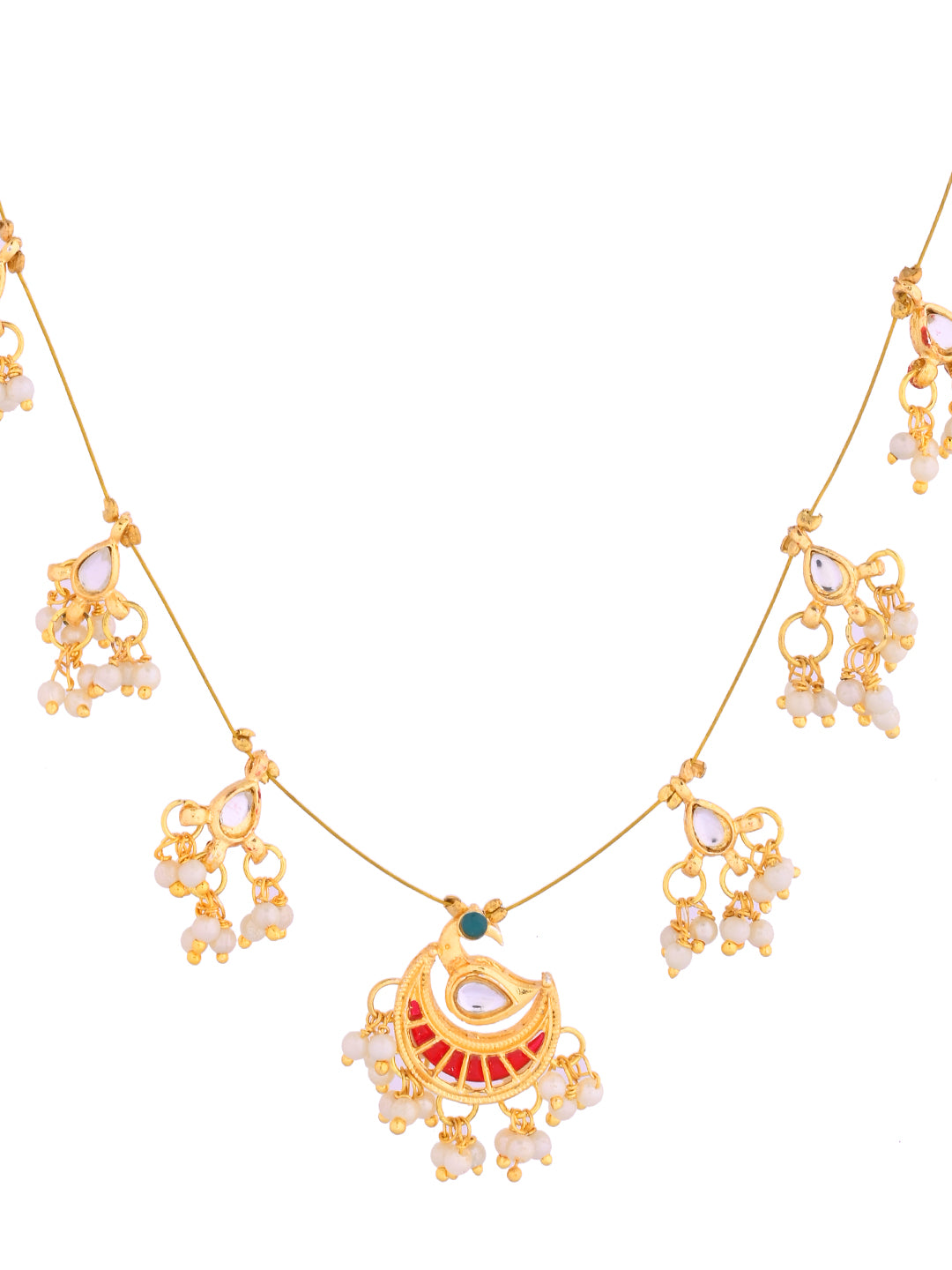 Traditional Kundan Necklace Set With Drops Earring For Women