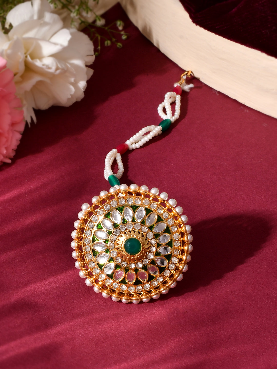 Traditional Rajasthani Borla Maang Tikka for Women | Bridal Wedding Hair Jewelry | Ethnic Rajputi Jewellery