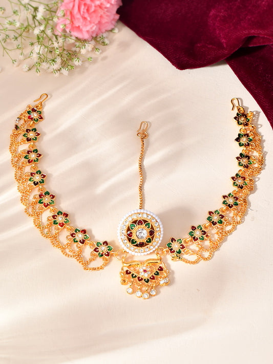 Gold-Toned Peacock Maang Tikka for Women | Indian Bridal Jewelry | Wedding & Ethnic Accessories