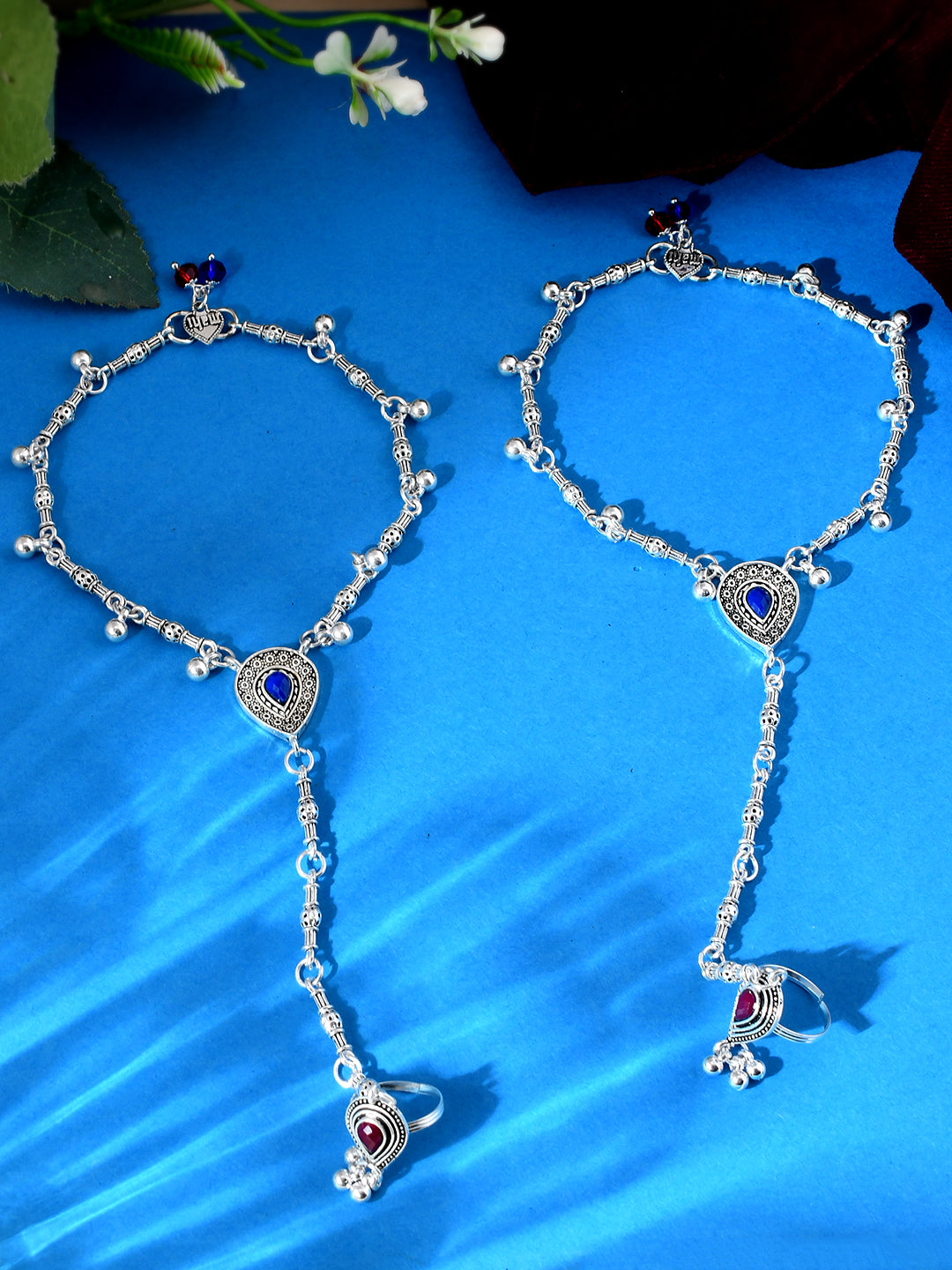 Traditional Silver-Plated Payal With Toe Ring For Women | Anklet & Bichiya Set