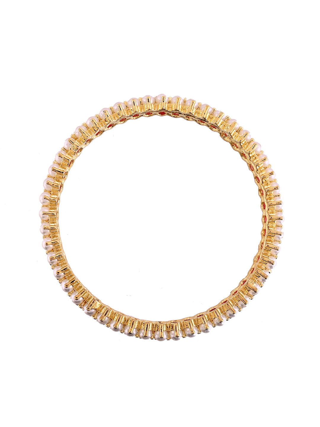 Gold Plated Stone Bangles For Women | Pearl & Ruby Look Bangles | Festive Bridal Jewellery
