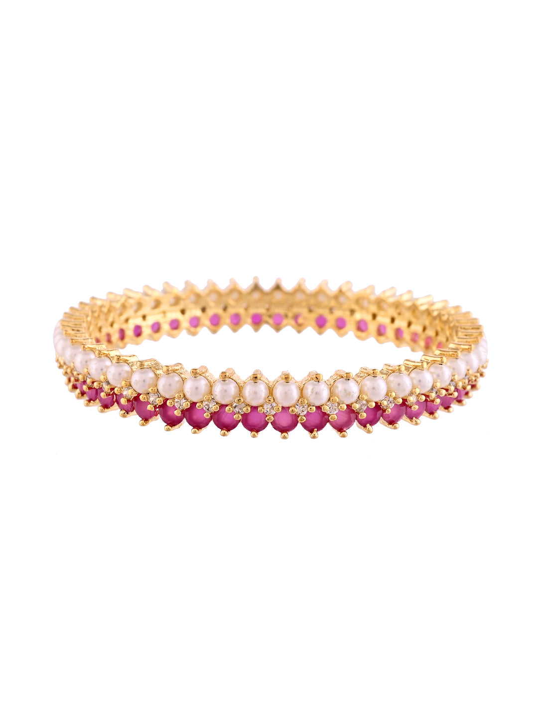 Gold Plated Stone Bangles For Women | Pearl & Ruby Look Bangles | Festive Bridal Jewellery