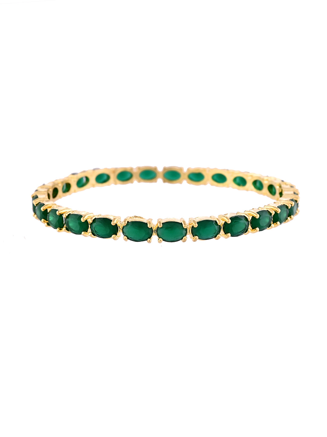 Gold Plated Green Stone Bangles For Women | Traditional Bridal Party Wear Bangles Set