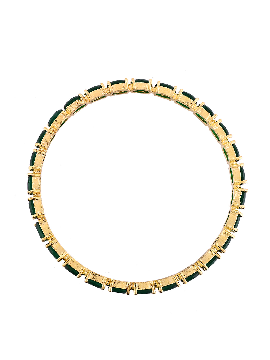 Gold Plated Green Stone Bangles For Women | Traditional Bridal Party Wear Bangles Set