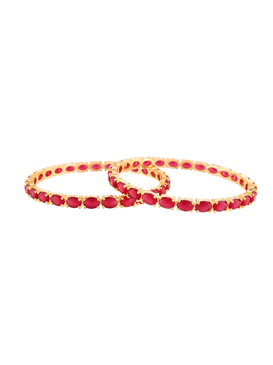 Gold-Plated Ruby Red Stone Bangles For Women |  Party & Wedding Wear Jewellery | Traditional Ethnic Kada Design