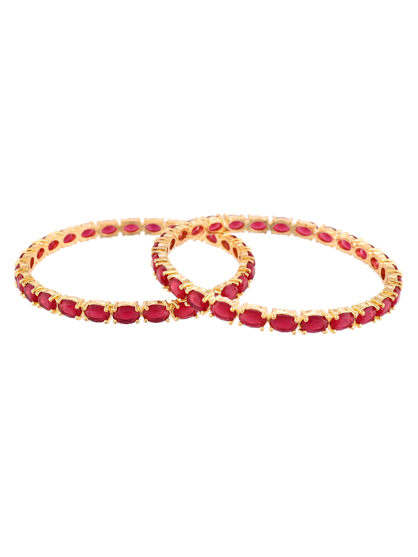 Gold-Plated Ruby Red Stone Bangles For Women |  Party & Wedding Wear Jewellery | Traditional Ethnic Kada Design
