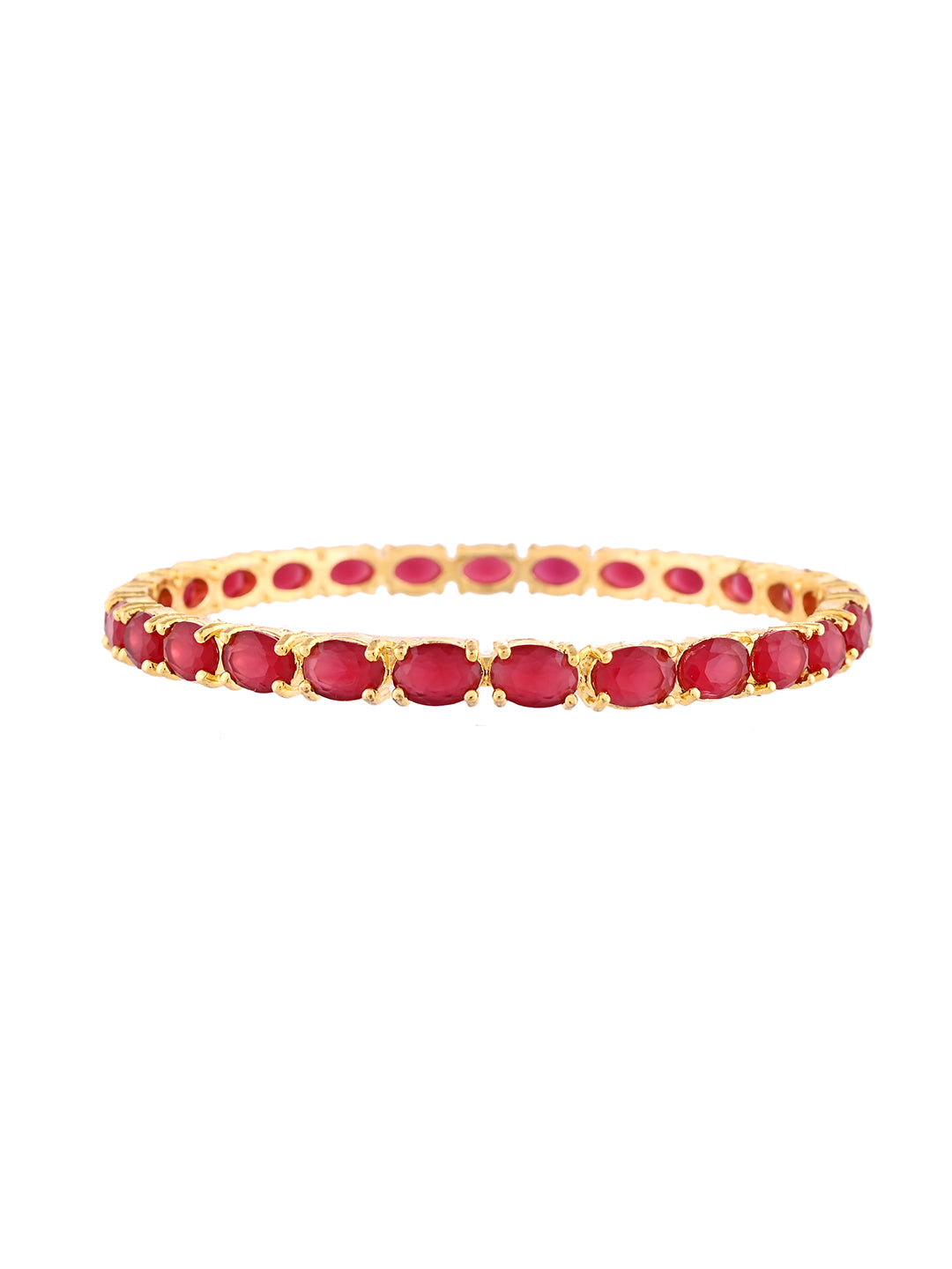 Gold-Plated Ruby Red Stone Bangles For Women |  Party & Wedding Wear Jewellery | Traditional Ethnic Kada Design
