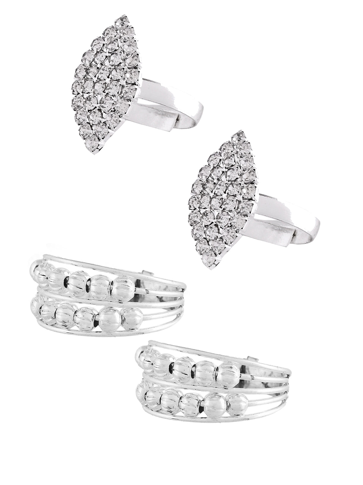 Silver-Plated Adjustable Toe Ring & Bichhiya Set | Indian Foot Jewelry