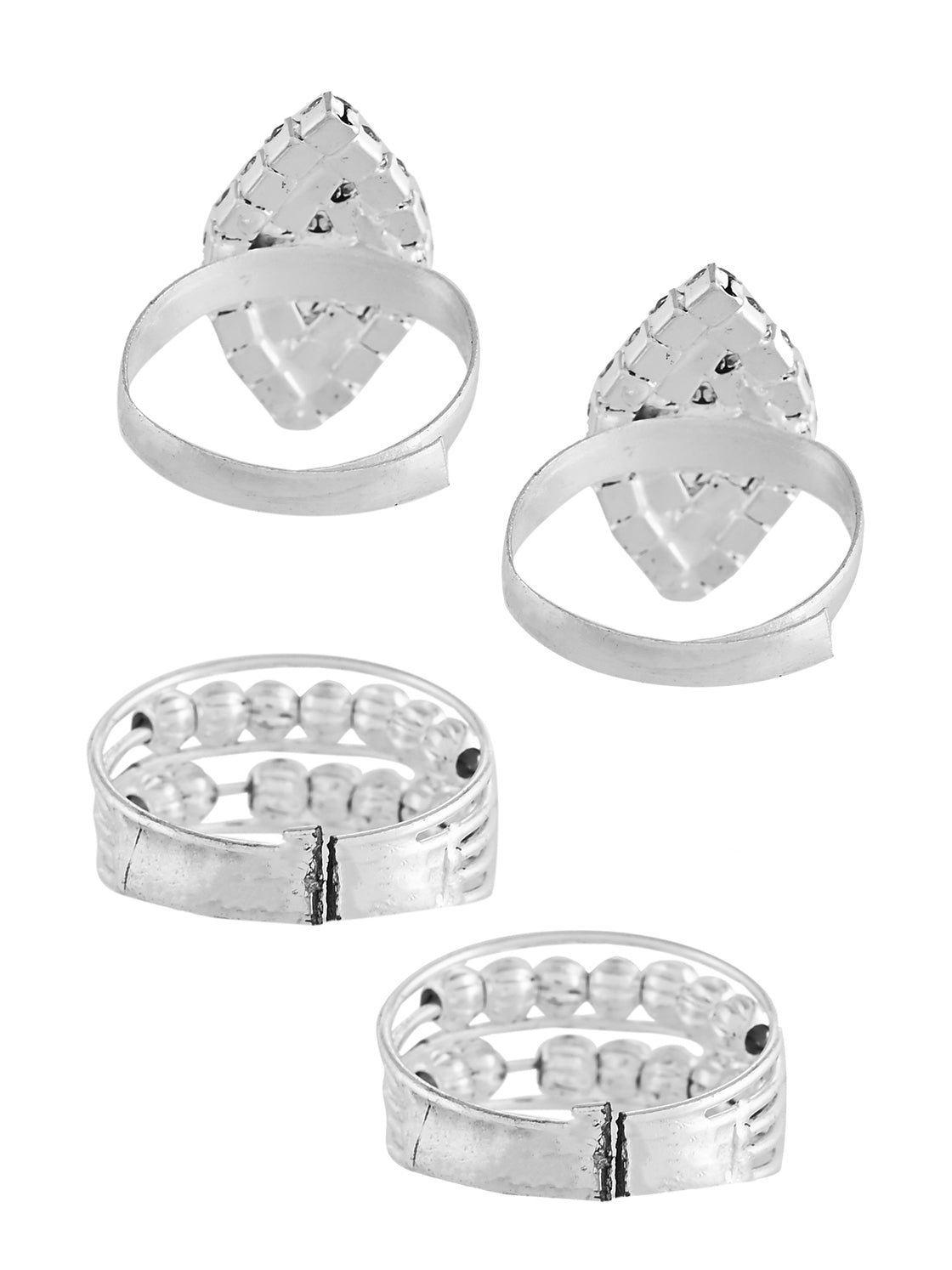 Silver-Plated Adjustable Toe Ring & Bichhiya Set | Indian Foot Jewelry