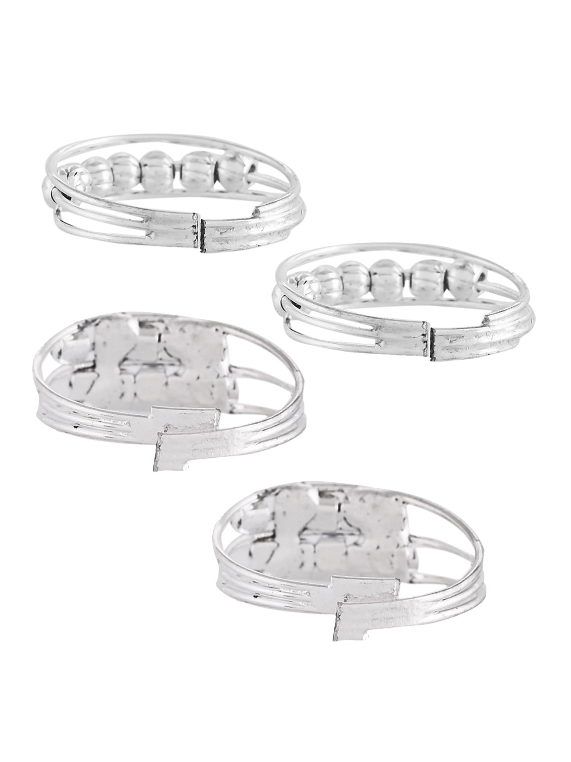 Silver-Plated Adjustable Toe Ring & Bichhiya Set for Women | Indian Foot Jewelry | Bridal & Ethnic Accessories