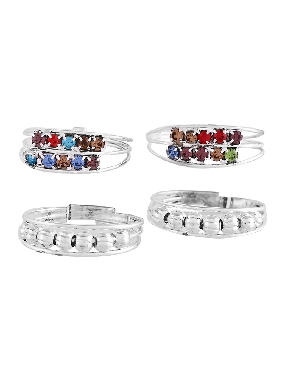 Silver-Plated Adjustable Toe Ring & Bichhiya Set for Women | Indian Foot Jewelry | Bridal & Ethnic Accessories