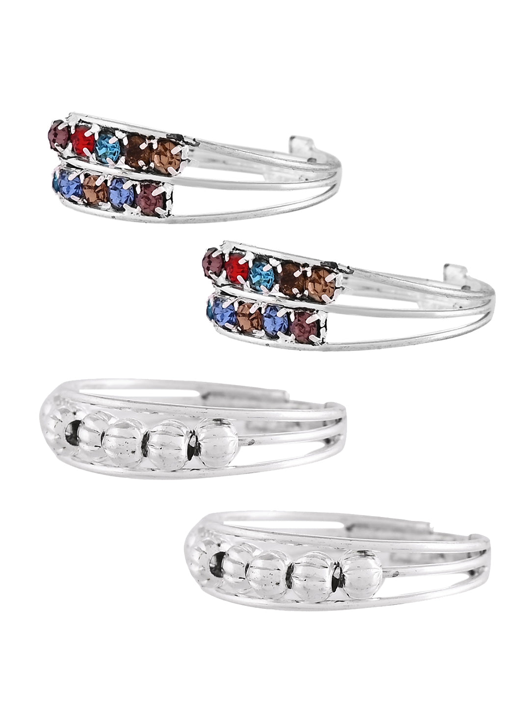 Silver-Plated Adjustable Toe Ring & Bichhiya Set for Women | Indian Foot Jewelry | Bridal & Ethnic Accessories