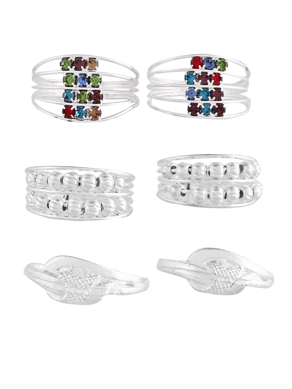 Silver-Plated Adjustable Toe Ring Set for Women | Foot Jewellery | Bridal & Ethnic Accessories