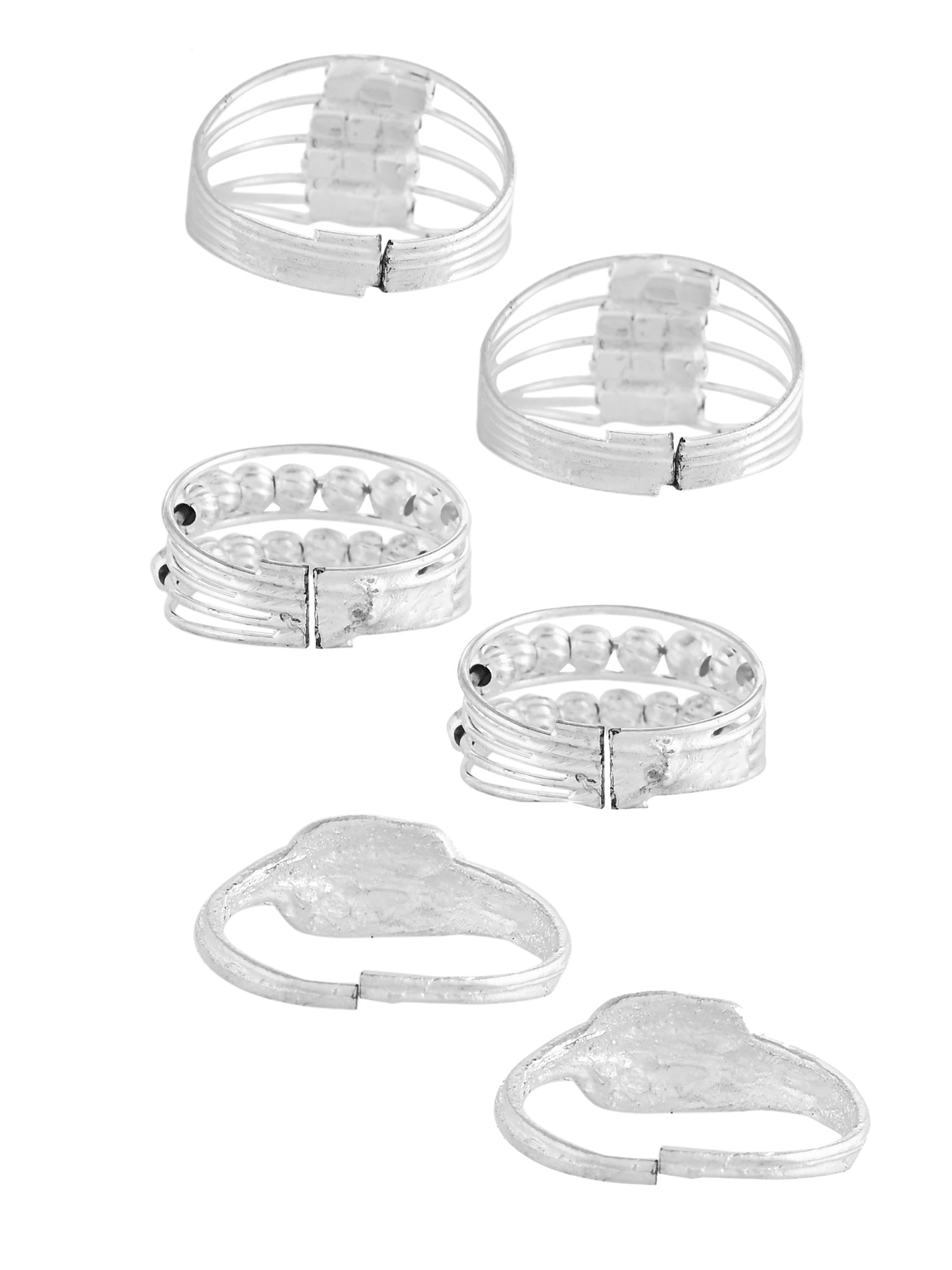Silver-Plated Adjustable Toe Ring Set for Women | Foot Jewellery | Bridal & Ethnic Accessories
