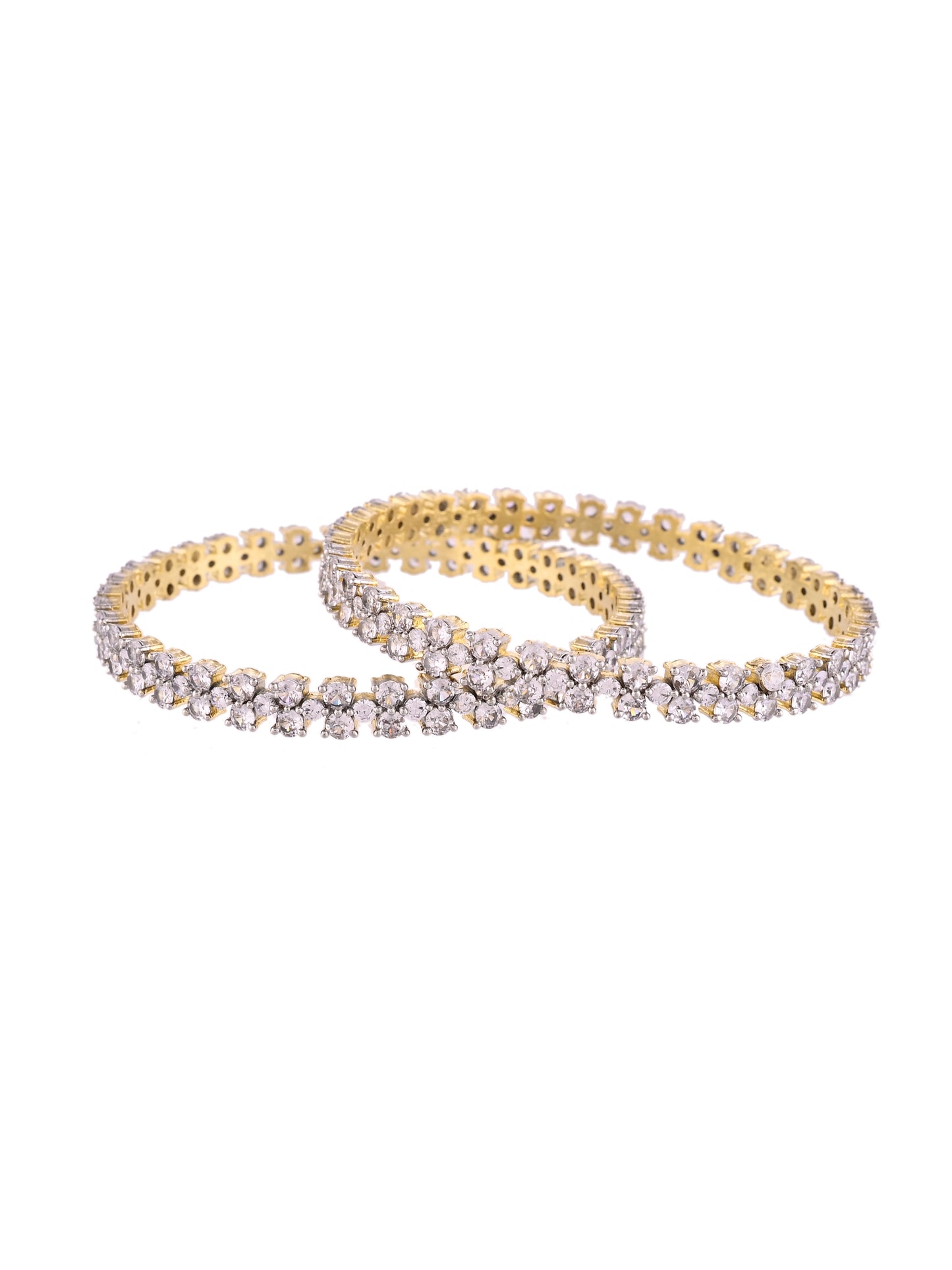 Gold-Plated AD Bangles For Women | CZ Crystal Bangles | Party & Wedding Jewellery