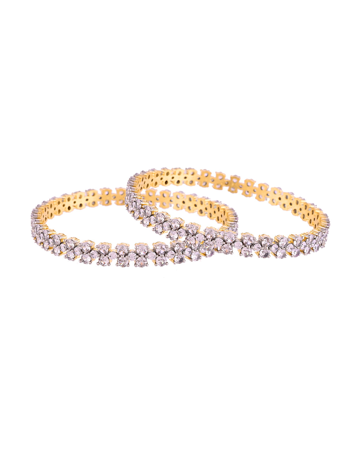 Gold-Plated AD Bangles For Women | CZ Crystal Bangles | Party & Wedding Jewellery