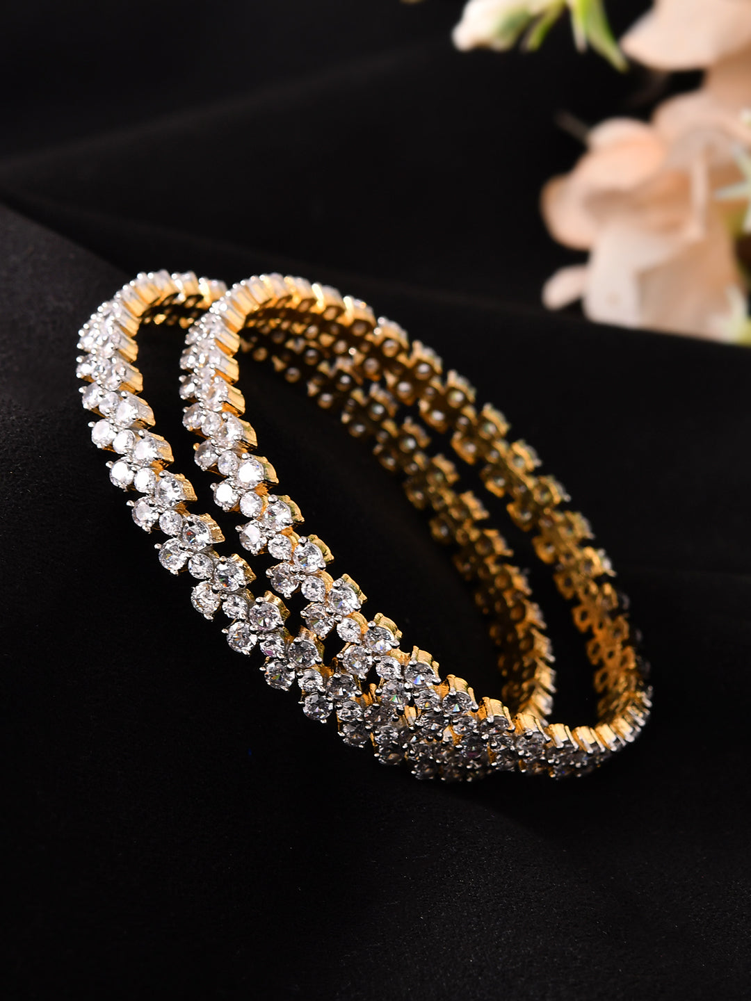 Gold-Plated AD Bangles For Women | CZ Crystal Bangles | Party & Wedding Jewellery