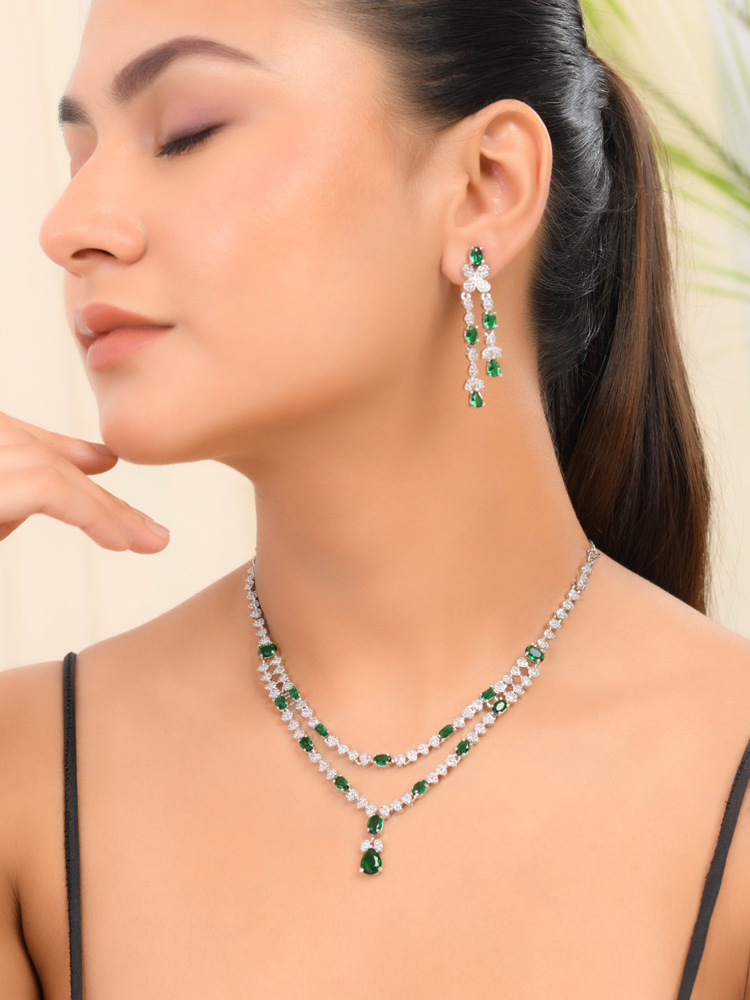 American Diamond Jewellery Set With Earring For Women