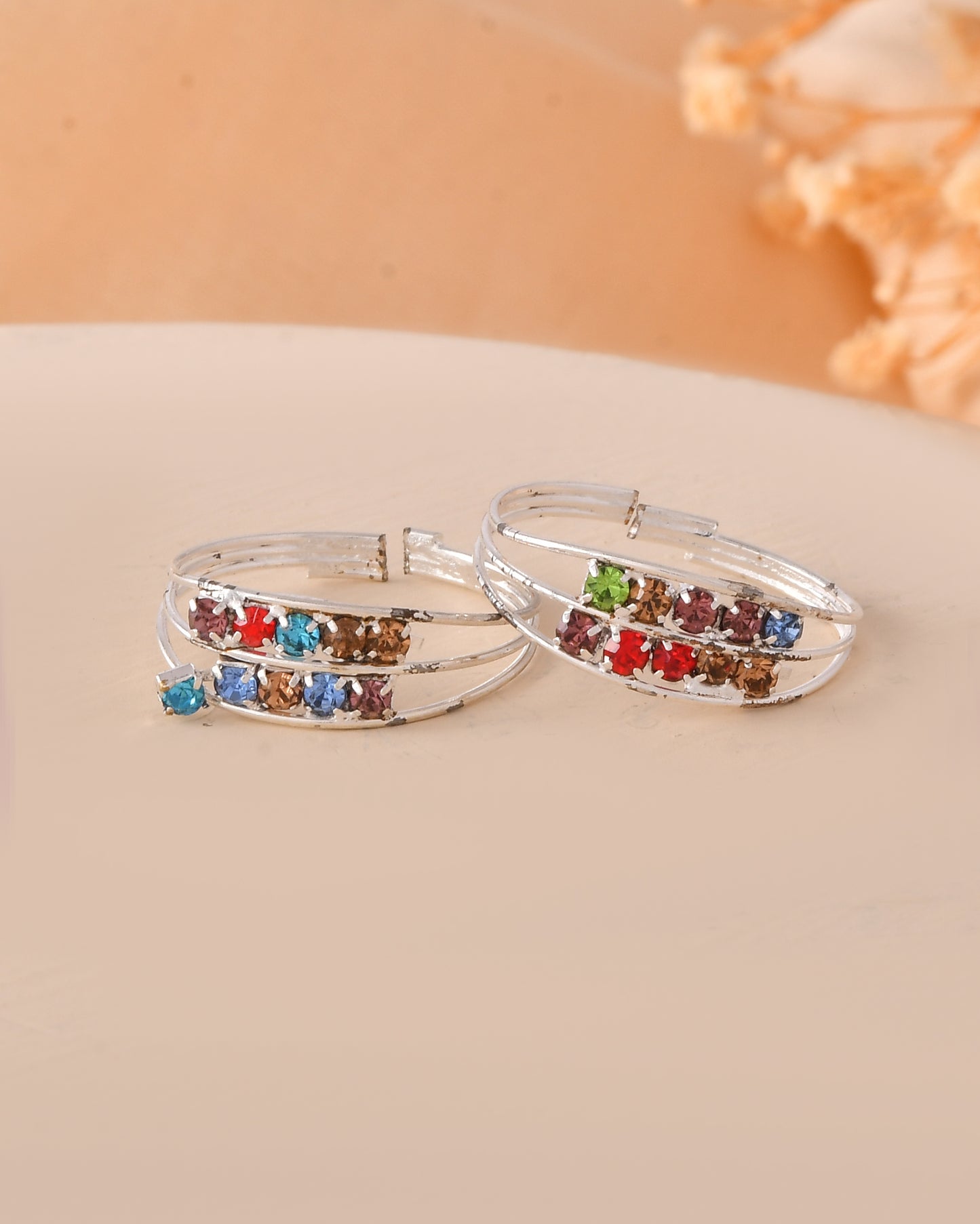 Silver-Plated Toe Ring & Bichhiya Set For Women | Adjustable Indian Foot Jewellery