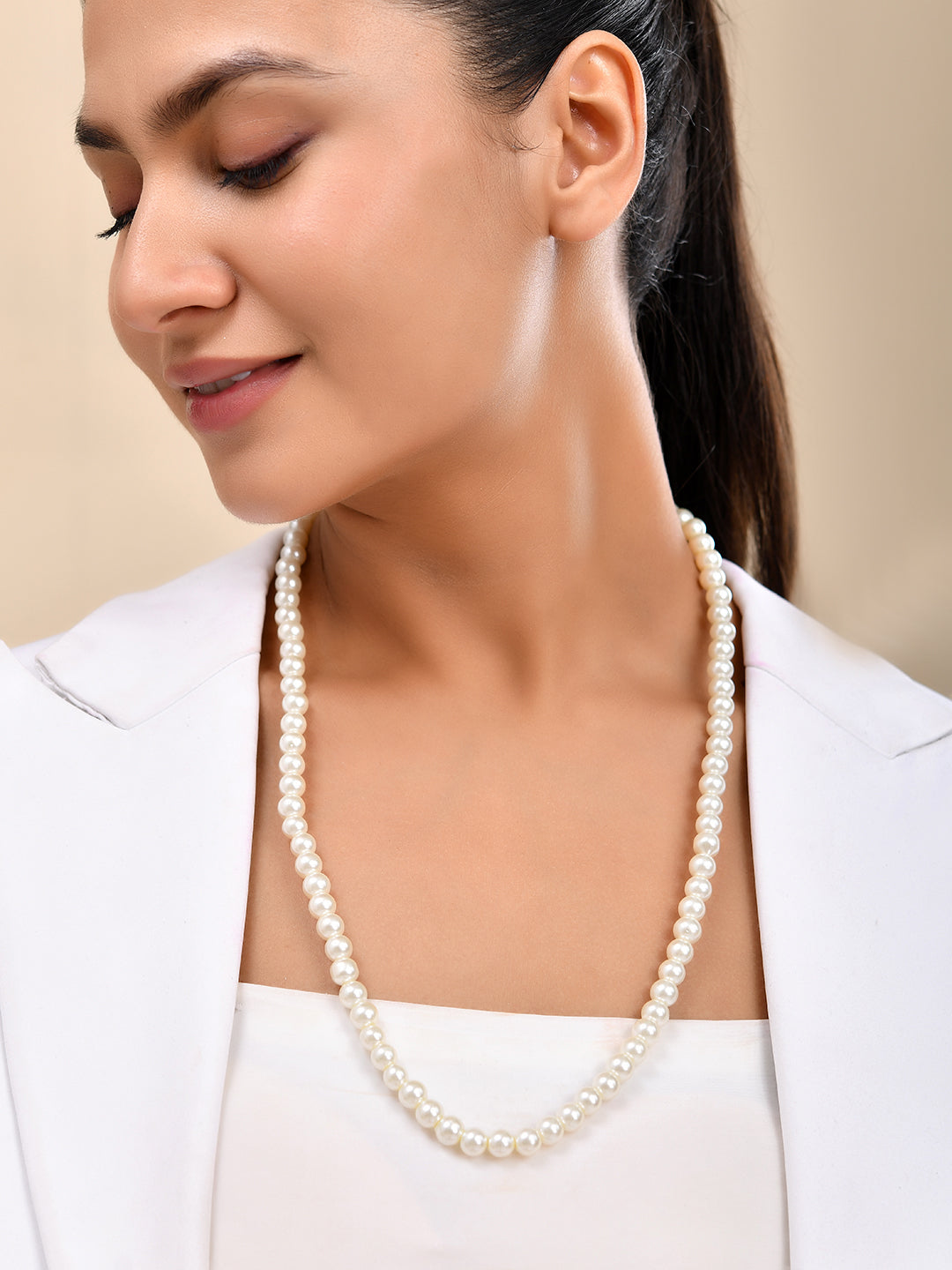 Gold Plated Pearl Beaded Necklace & Mala For Women