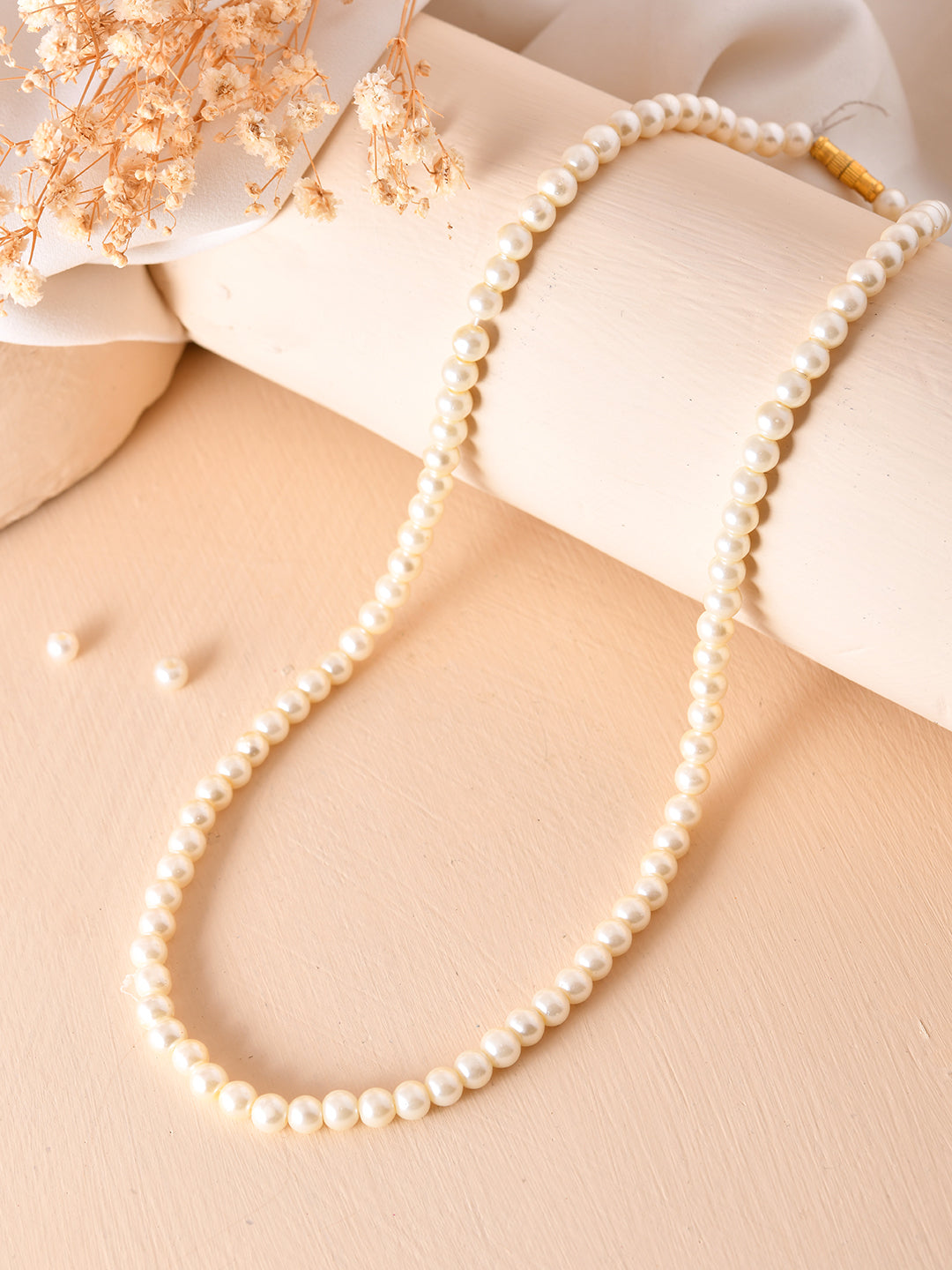 Gold Plated Pearl Beaded Necklace & Mala For Women