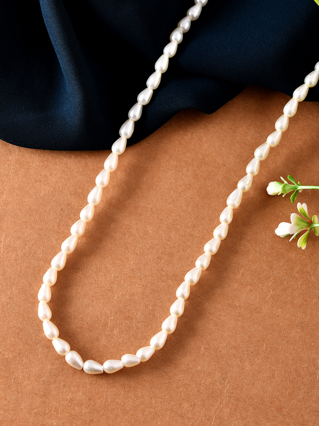 Classic White  Pearl Beaded Necklace Mala For Women
