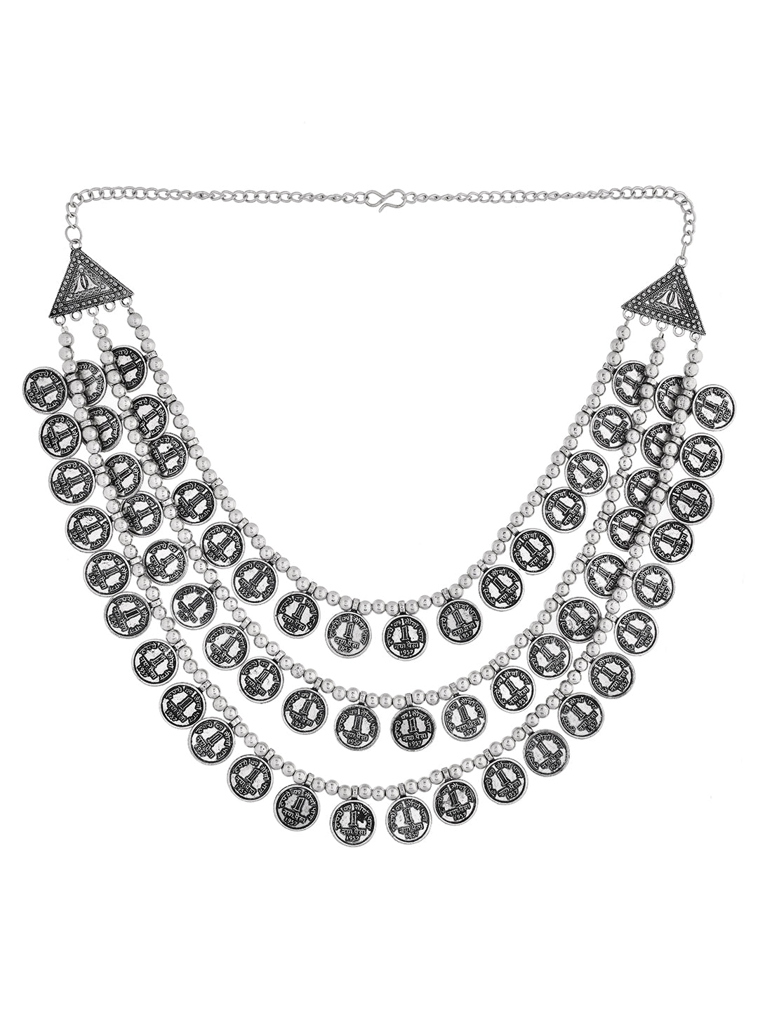 Oxidised Coin Necklace For Women Double Side Wear Jewellery