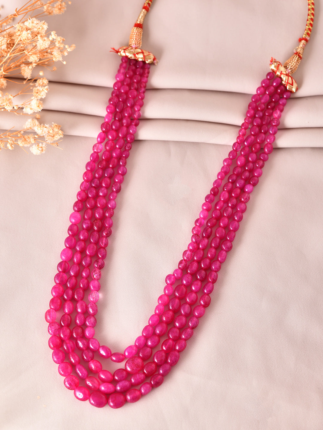 Traditional Rani Pink Multi-Layer Adjustable Necklace For Women