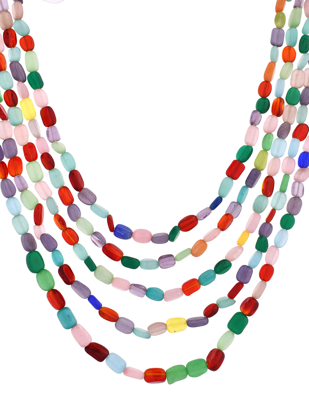 Gold Plated Multicolor Beads Traditional Layered Necklace For Women
