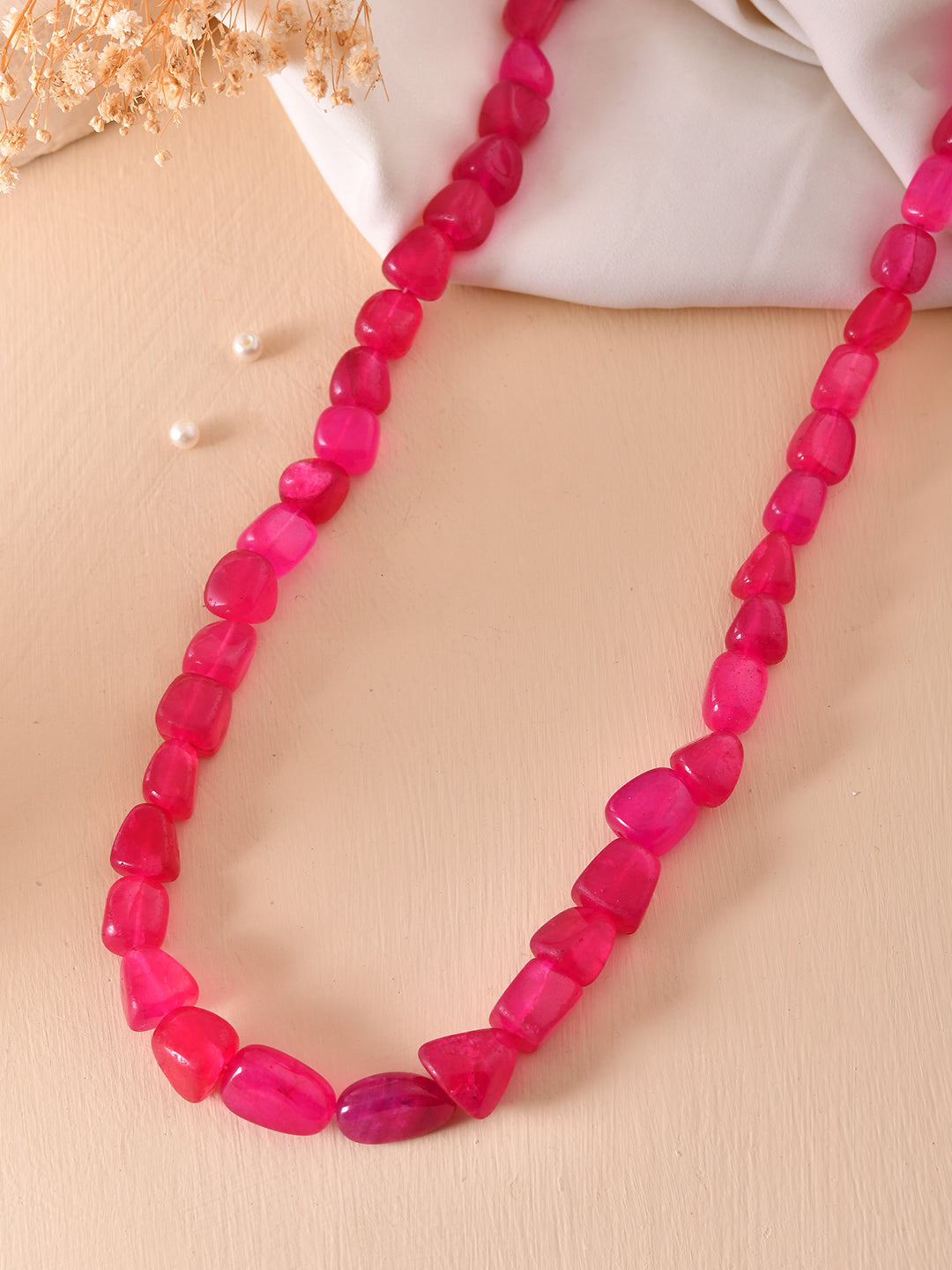 Classic Pink Beads Necklace Traditional Ethnic Mala For Women