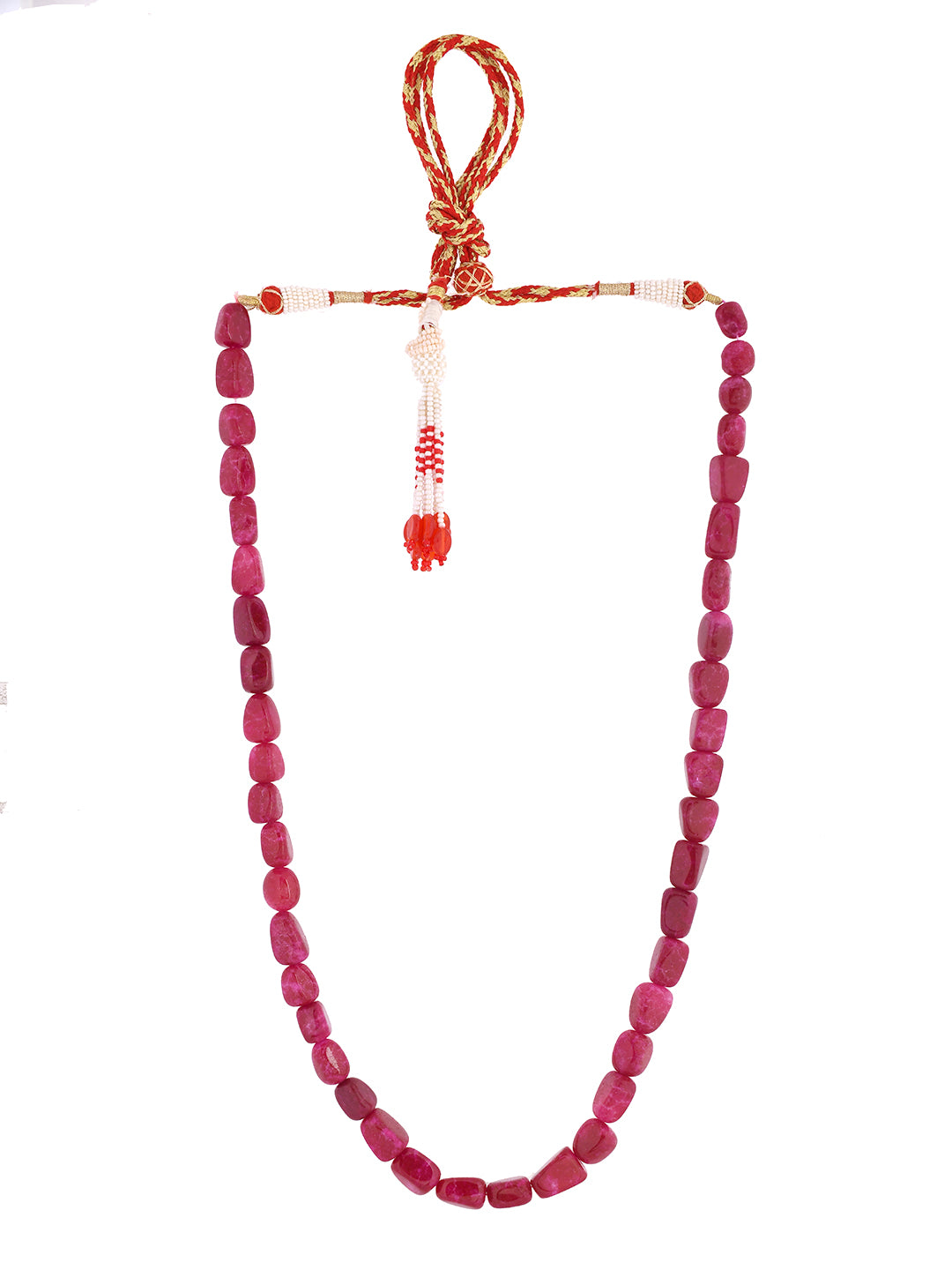 Pink Beads Mala Necklace With Thread Dori For Women