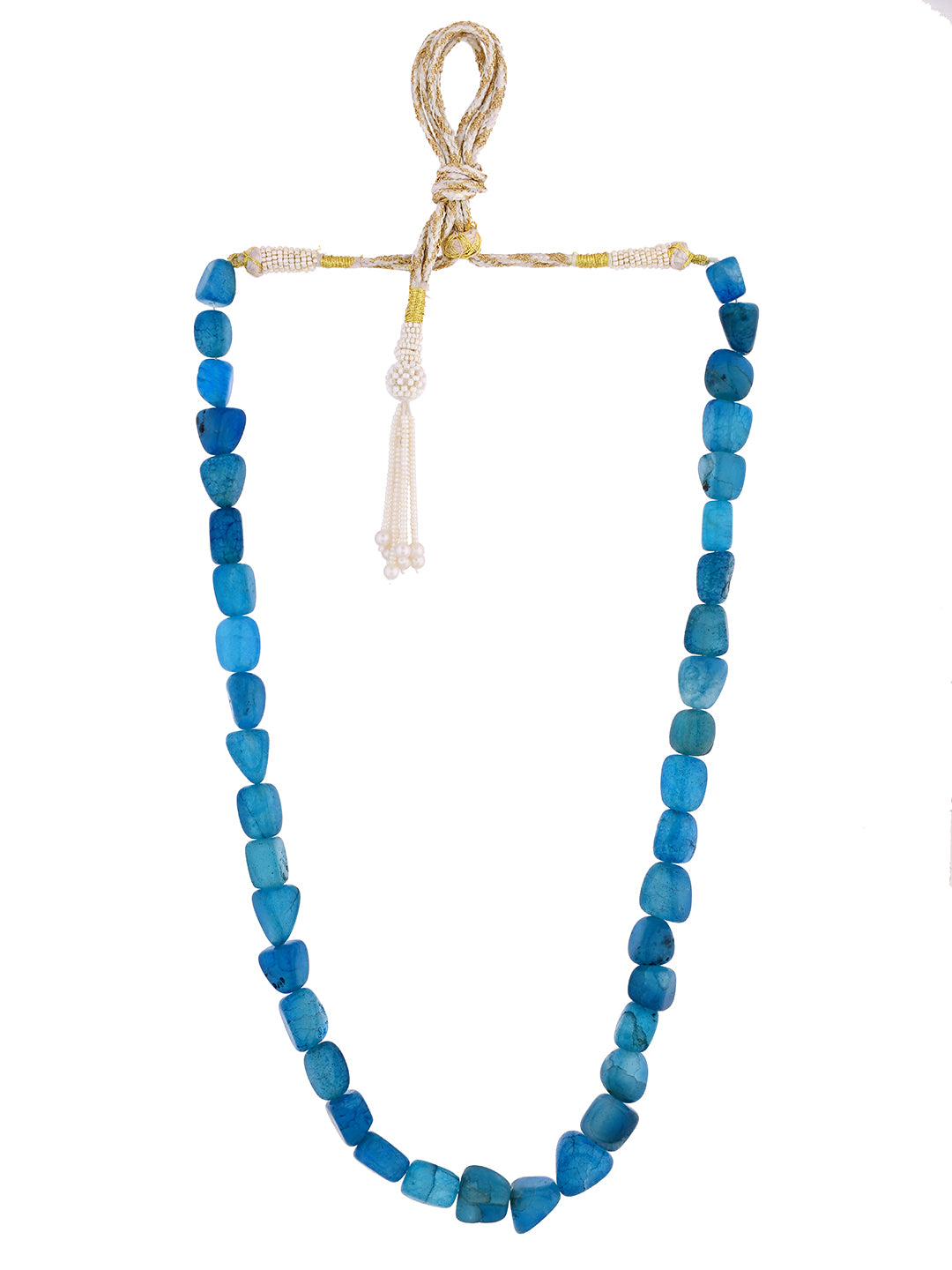 Blue Stone Necklace & Ethnic Mala With Adjustable Dori For Women