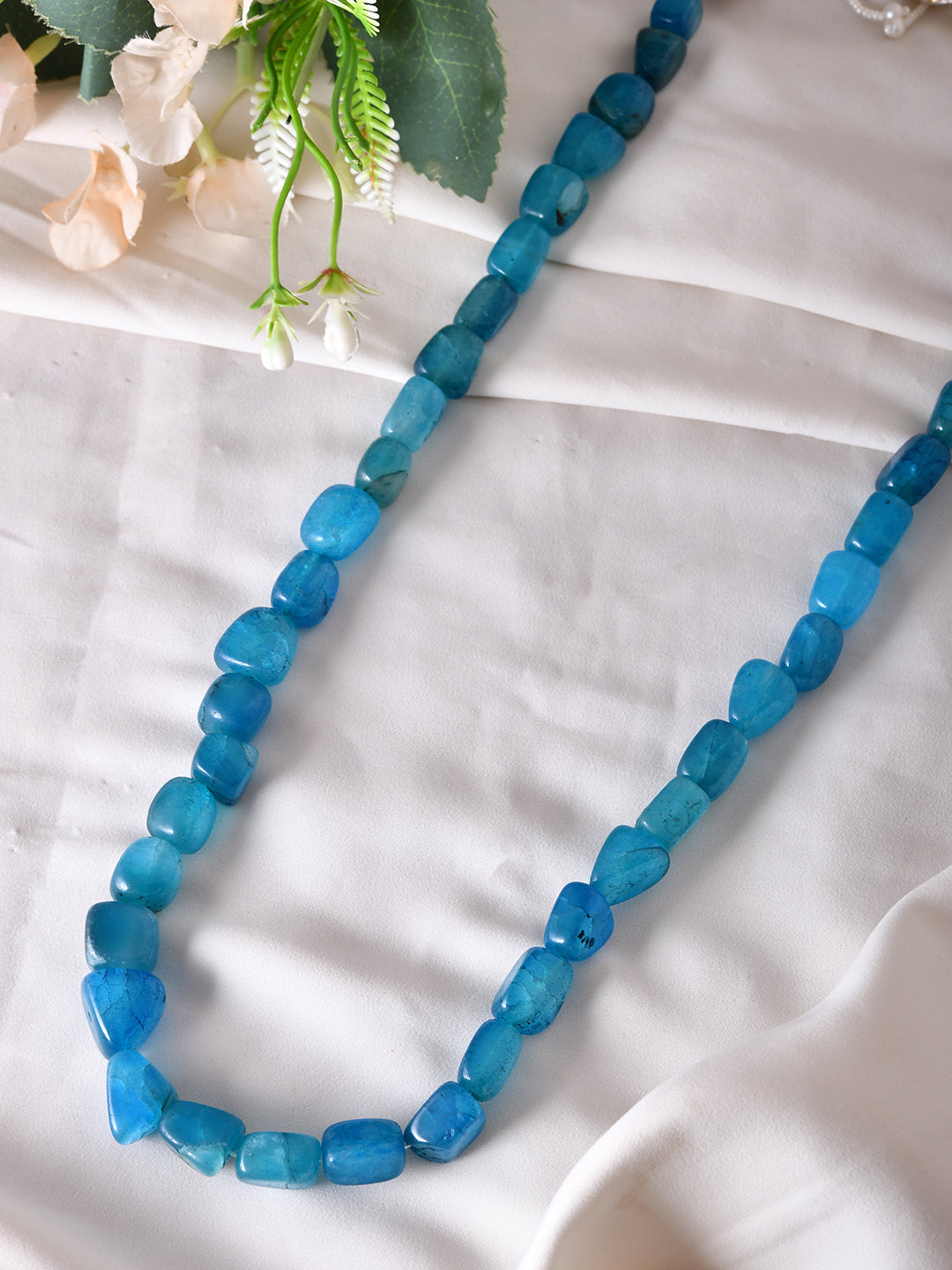 Blue Stone Necklace & Ethnic Mala With Adjustable Dori For Women