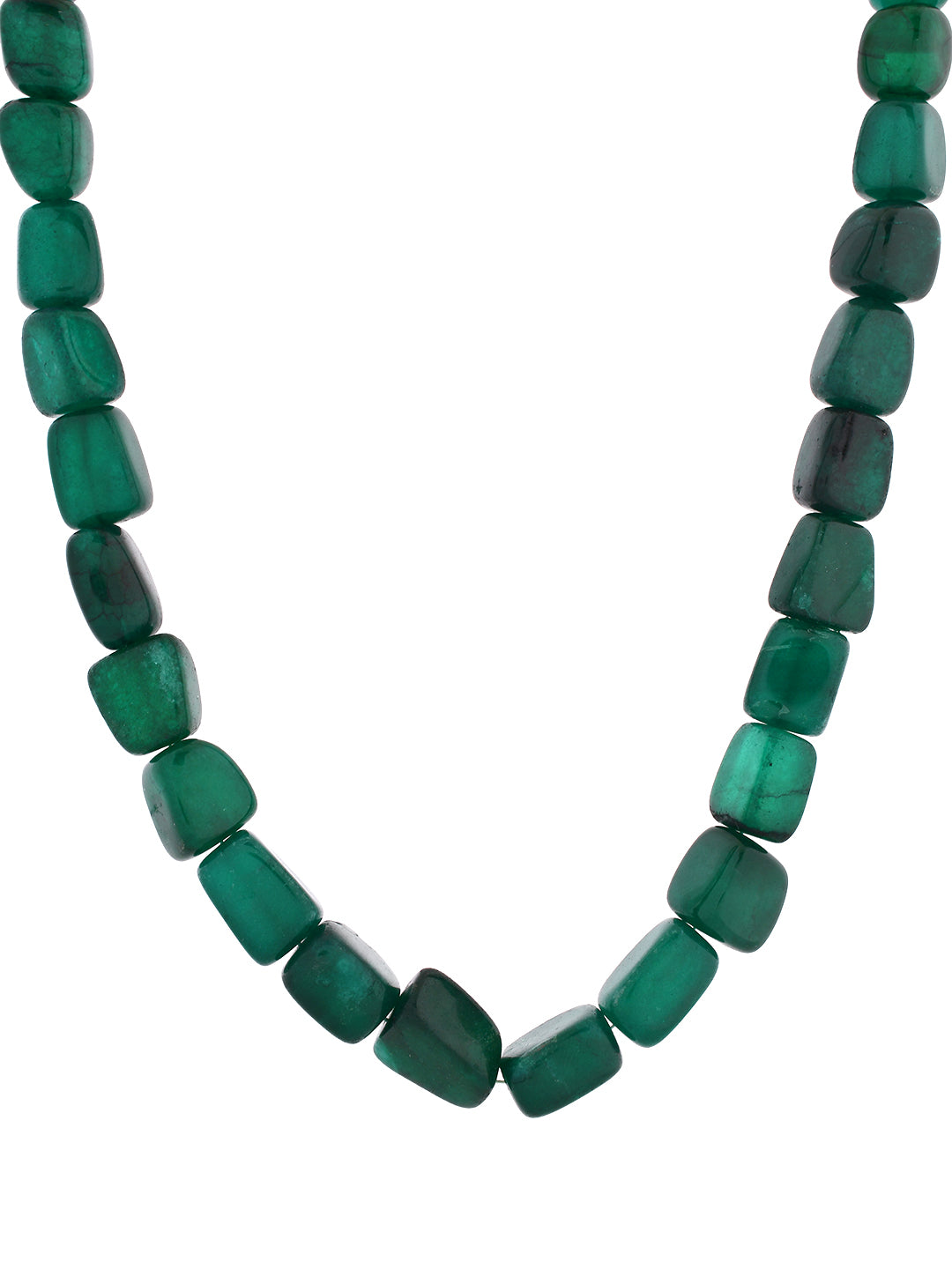 Handcrafted Green Stone Beaded Necklace With Adjustable Dori For Women