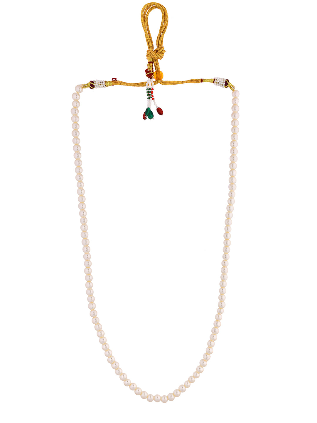 Classic White Pearl Beaded Necklace With Adjustable Dori For Women