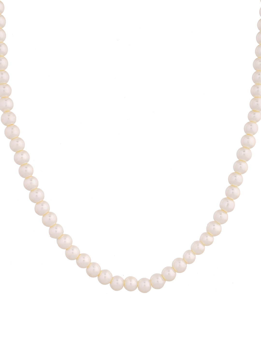 Classic White Pearl Beaded Necklace With Adjustable Dori For Women