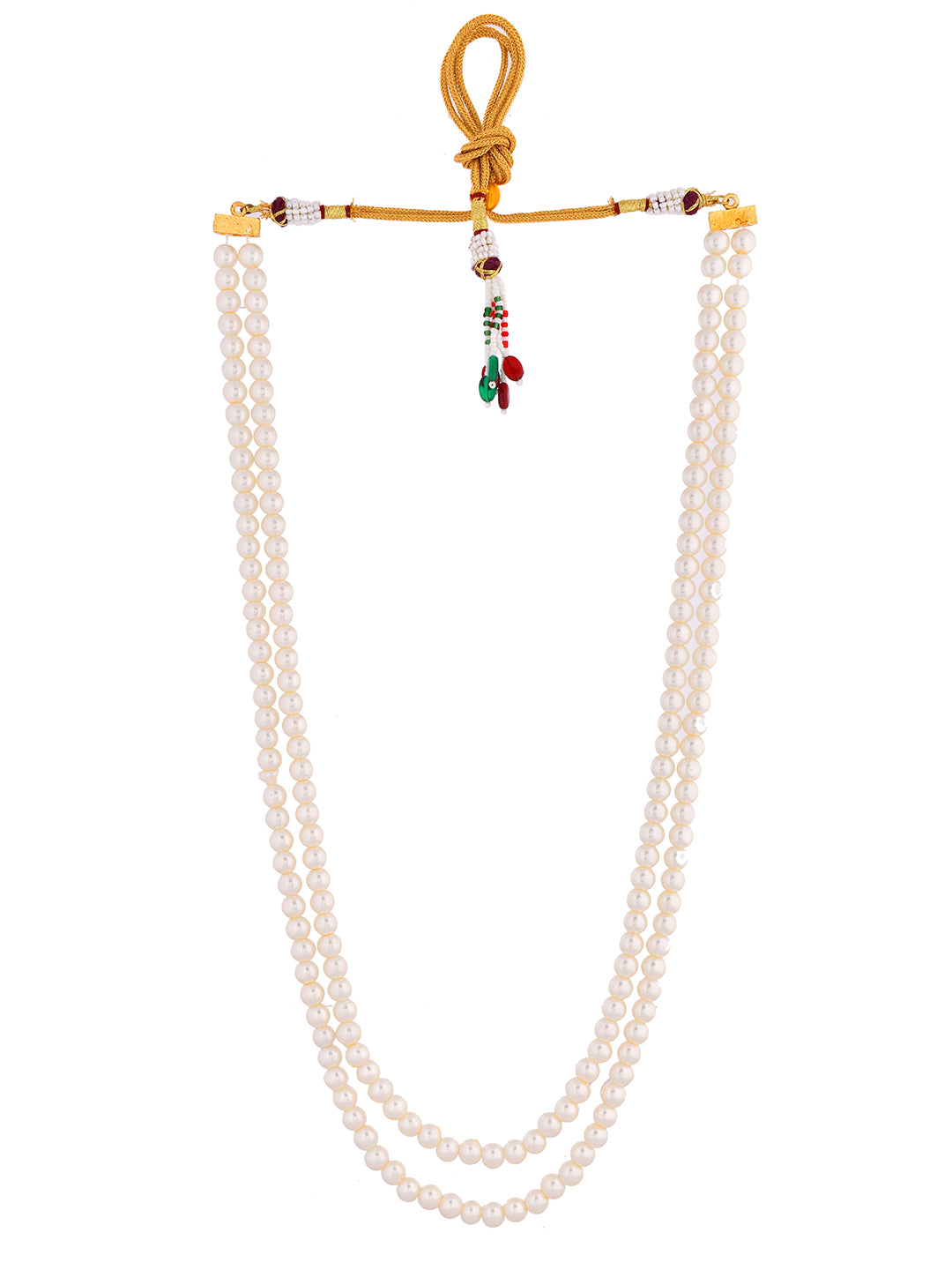 Classic Ethnic White Necklace With Adjustable Dori | Festive Jewellery For Women