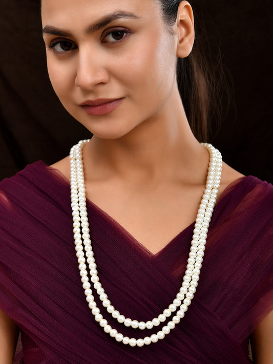 Classic Ethnic White Necklace With Adjustable Dori | Festive Jewellery For Women
