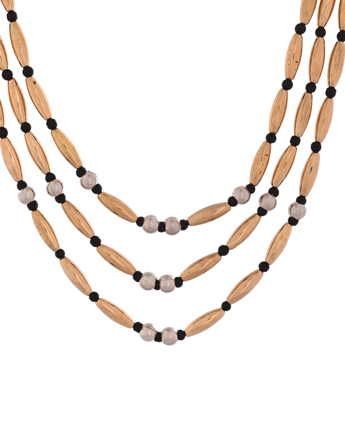 Oxidised Golden & Black Beaded Ethnic Necklace For Women & Girls