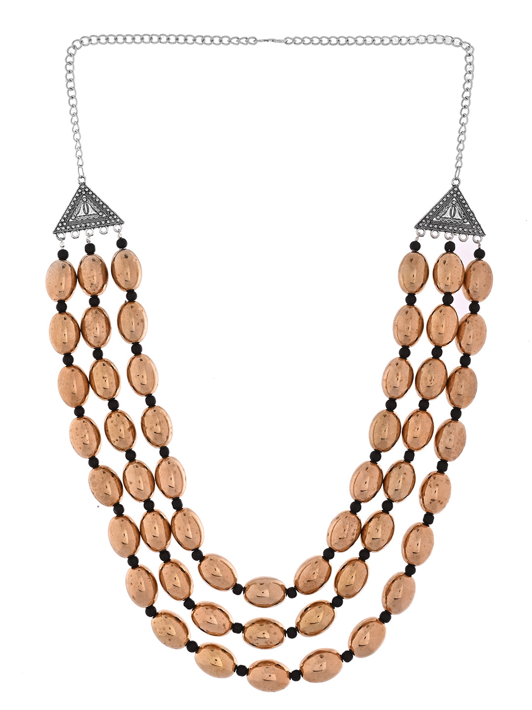Golden & Black Layered Bead Necklace For Women | Oxidised Ethnic Jewellery