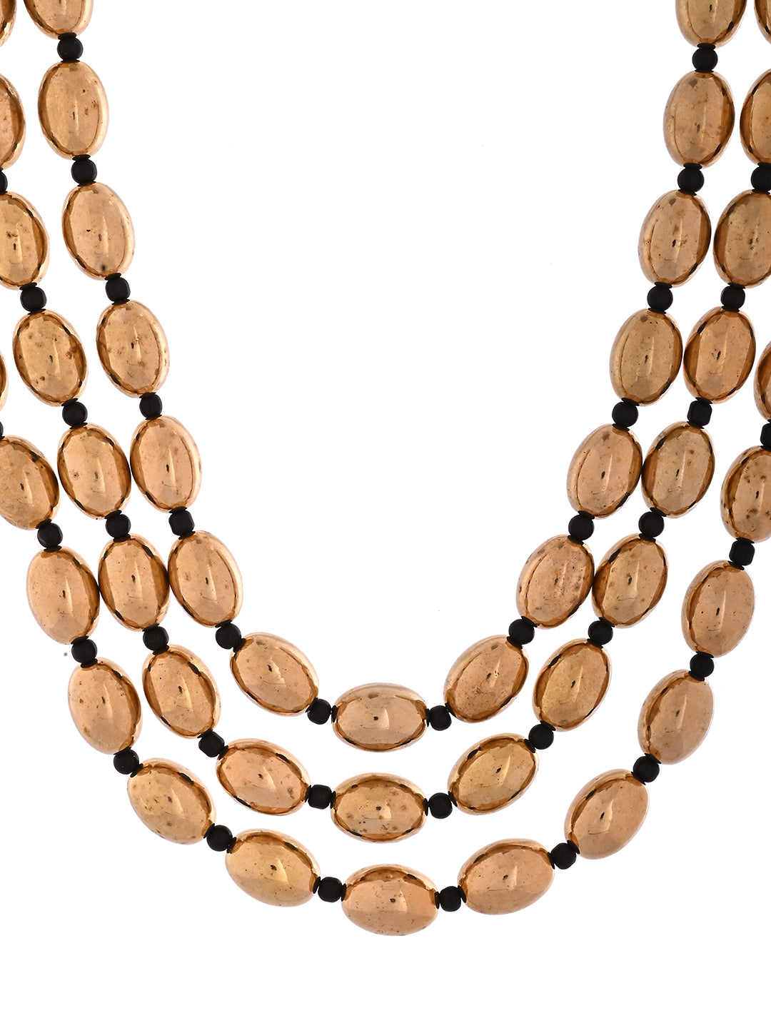 Golden & Black Layered Bead Necklace For Women | Oxidised Ethnic Jewellery