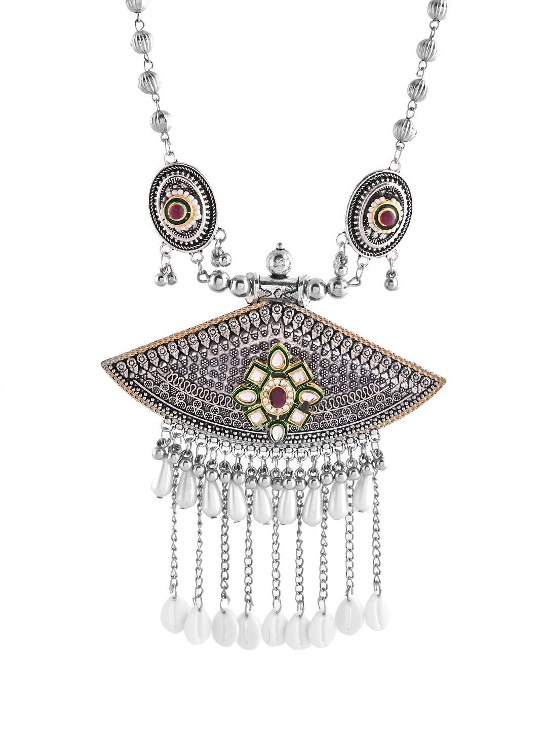 Silver Oxidised Tribal Necklace Set For Women | Boho Jewellery For Ethnic & Casual Wear