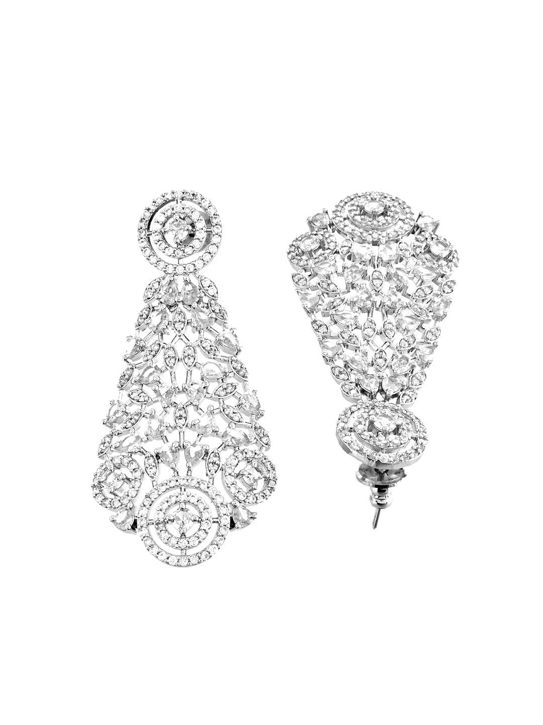 Premium Silver-Plated American Diamond Bridal Choker Jewellery Set For Women