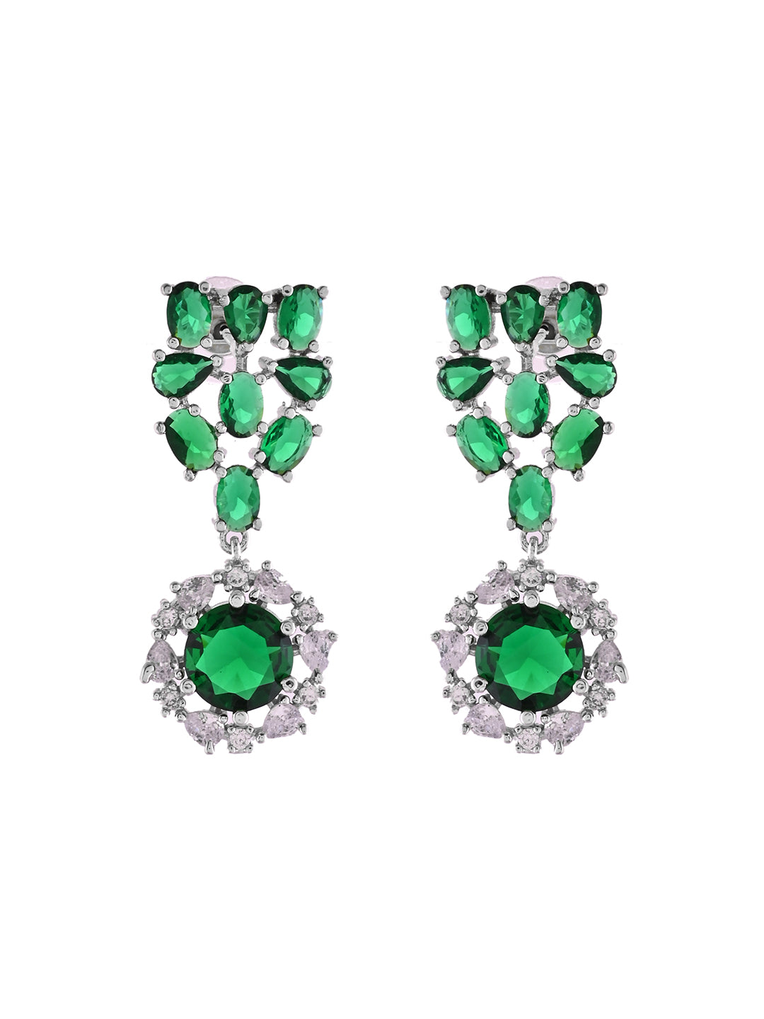 Green AD Necklace Set | Bridal CZ Necklace With Earrings | Wedding Jewellery For Women
